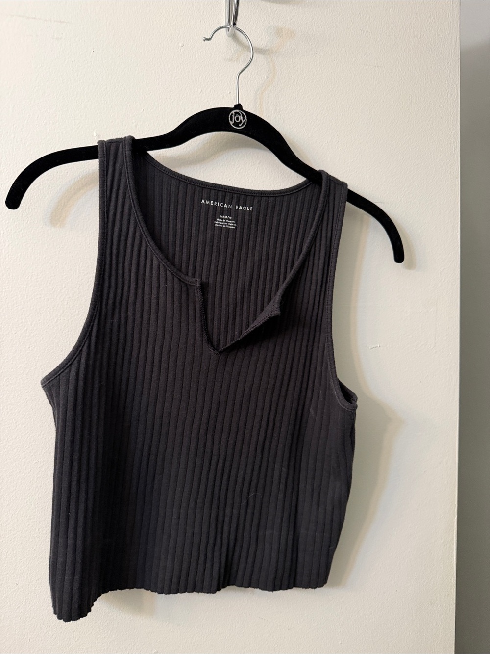 American Eagle Outfitters Black Ribbed Crop Tank